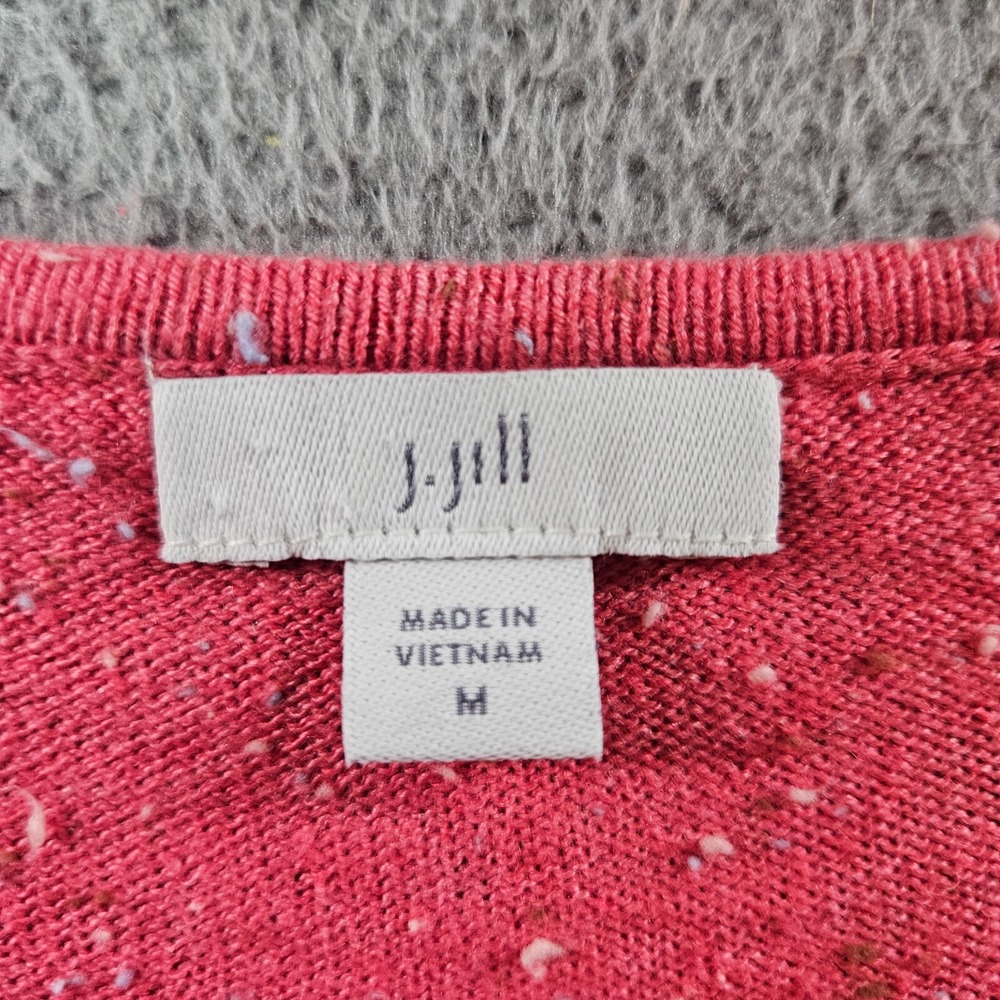 J Jill Tunic Top Tee Women Medium Stretch V-Neck 3/4 Sleeve Red‎ Punch Preppy - Picture 4 of 11